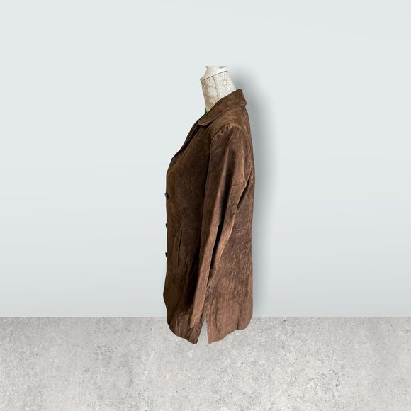 Women’s Relativity Deep brown suede long jacket size medium. - Picture 3 of 7
